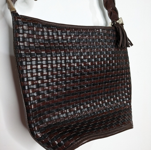 Brighton black brown woven leather shoulder bag - Picture 3 of 12